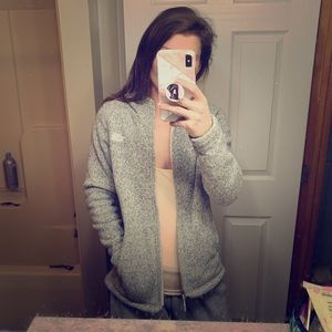 Grey north face zip up